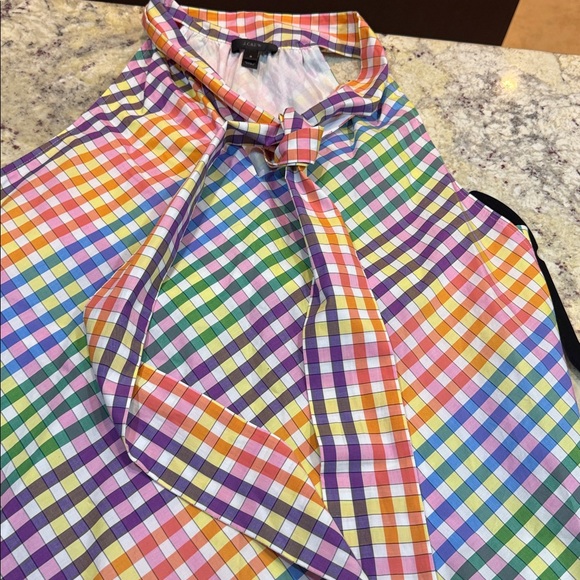 J. Crew Women’s rainbow gingham tie neck shift dress Multicolor Size 8 - Picture 7 of 10